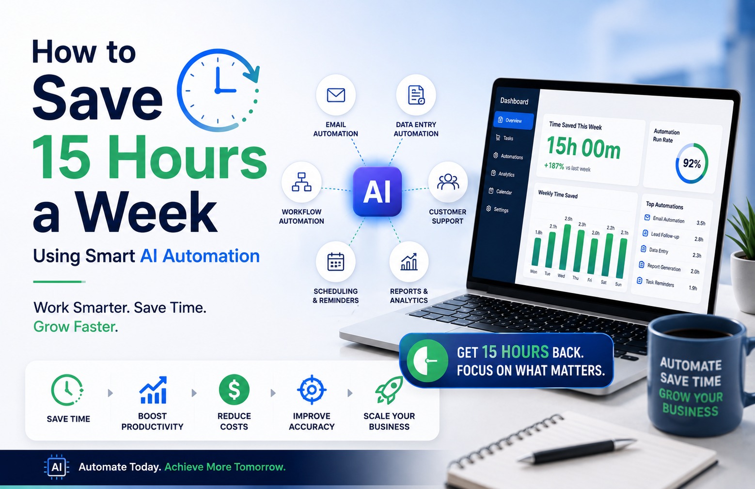 AI automation tools on a laptop screen